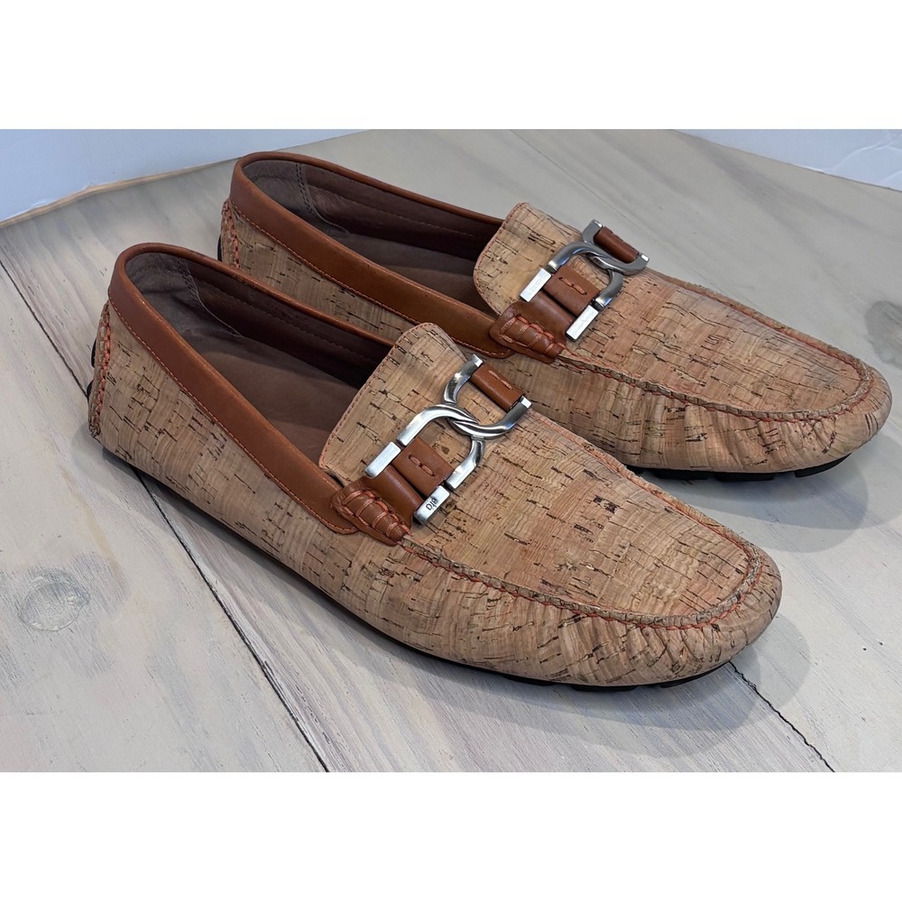Donald J Pliner Derrik Mens 11.5M Natural Cork Driving Loafers Bit Moccasins